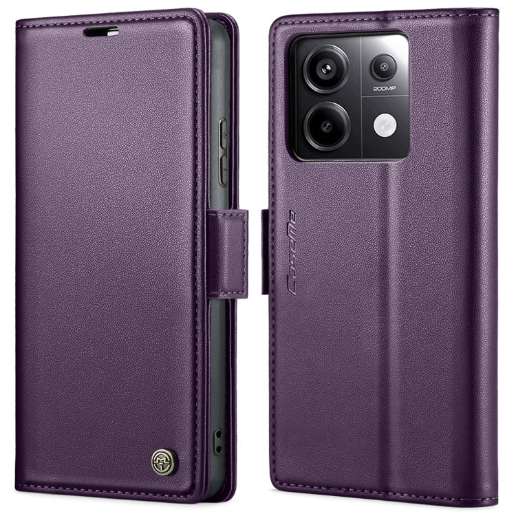 For Xiaomi Redmi Note 13 Pro 4G CaseMe 023 Butterfly Buckle Litchi Texture RFID Anti-theft Leather Phone Case(Pearly Purple)