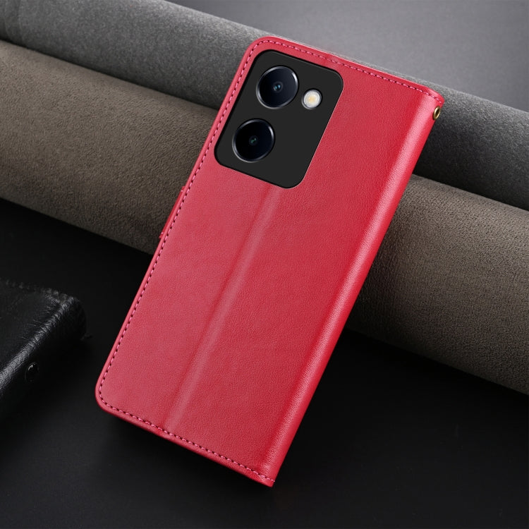 For vivo Y100i 5G AZNS Sheepskin Texture Flip Leather Phone Case(Red)