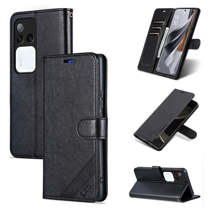 Pour coque de téléphone à rabat en cuir AZNS texture peau de mouton pour vivo S18 Pro (Noir)