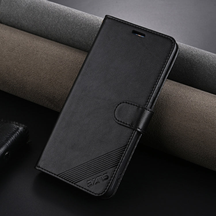 Pour coque de téléphone à rabat en cuir AZNS texture peau de mouton pour vivo S18 Pro (Noir)