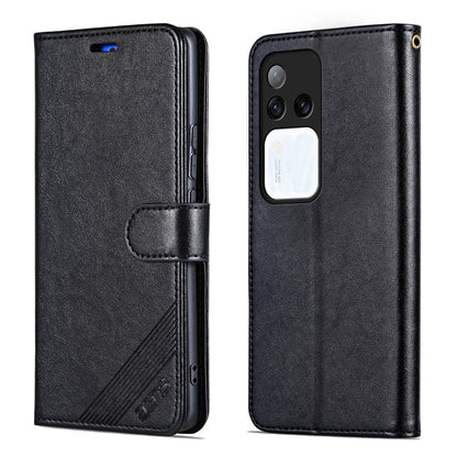 Pour coque de téléphone à rabat en cuir AZNS texture peau de mouton pour vivo S18 Pro (Noir)