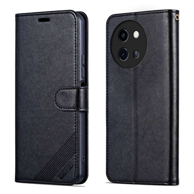 For vivo Y200i 5G / Y38 / T3X AZNS Sheepskin Texture Flip Leather Phone Case(Black)