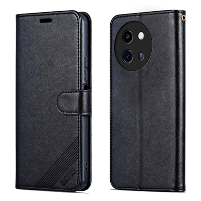 For vivo Y200i 5G / Y38 / T3X AZNS Sheepskin Texture Flip Leather Phone Case(Black)
