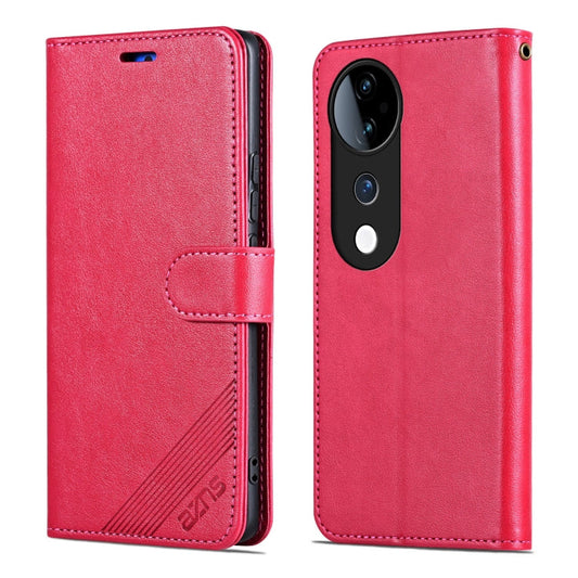 For vivo S19 AZNS Sheepskin Texture Flip Leather Phone Case(Red)