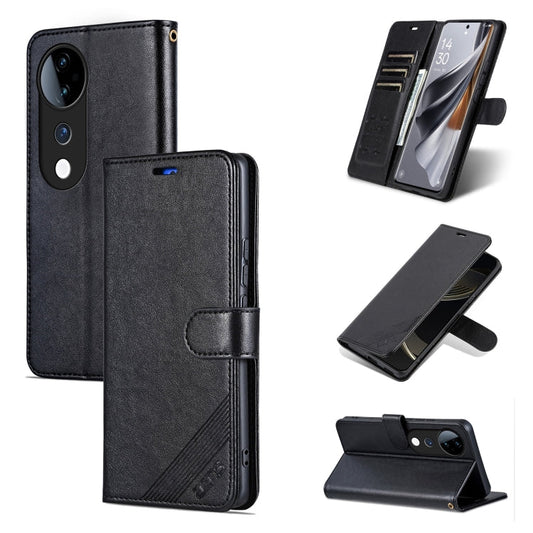 For vivo S19 Pro AZNS Sheepskin Texture Flip Leather Phone Case(Black)