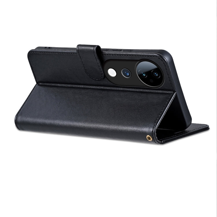 Pour l'étui de téléphone en cuir à rabat texturé en peau de mouton AZNS pour vivo S19 Pro (noir)