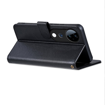 Pour l'étui de téléphone en cuir à rabat texturé en peau de mouton AZNS pour vivo S19 Pro (noir)