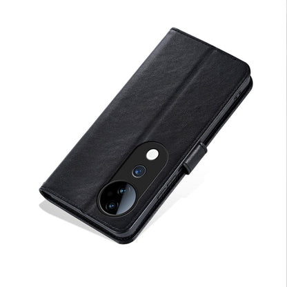 Pour l'étui de téléphone en cuir à rabat texturé en peau de mouton AZNS pour vivo S19 Pro (noir)