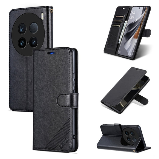 For vivo X100 Ultra AZNS Sheepskin Texture Flip Leather Phone Case(Black)
