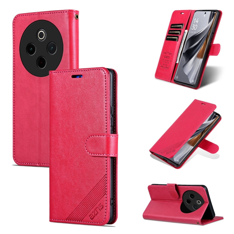 Pour étui de téléphone en cuir rabattable à texture de peau de mouton AZNS pour vivo Y300 Pro (rouge)