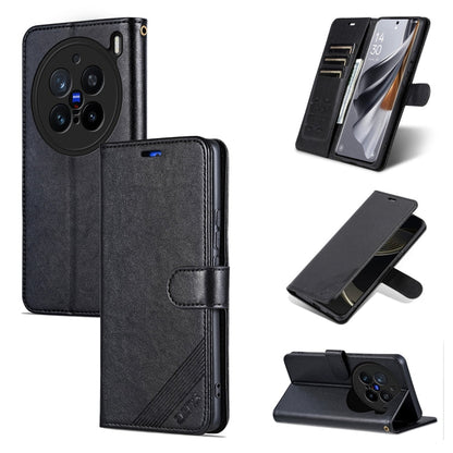 For vivo X200 Pro AZNS Sheepskin Texture Flip Leather Phone Case(Black)