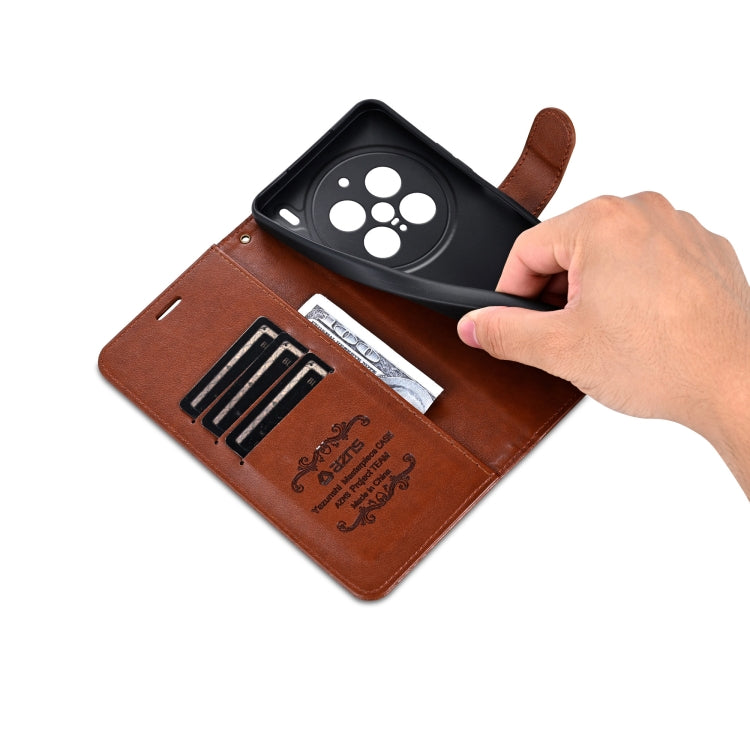 Pour étui de téléphone en cuir rabattable avec texture de peau de mouton AZNS pour vivo X200 Pro (marron)