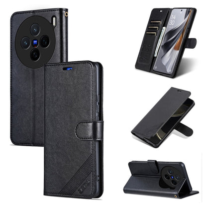 For vivo X200 AZNS Sheepskin Texture Flip Leather Phone Case(Black)