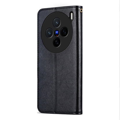 For vivo X200 AZNS Sheepskin Texture Flip Leather Phone Case(Black)