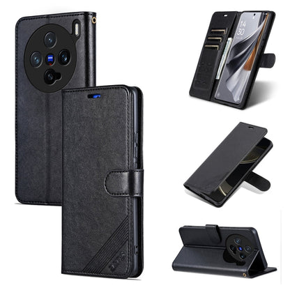 For vivo X200 Pro mini AZNS Sheepskin Texture Flip Leather Phone Case(Black)