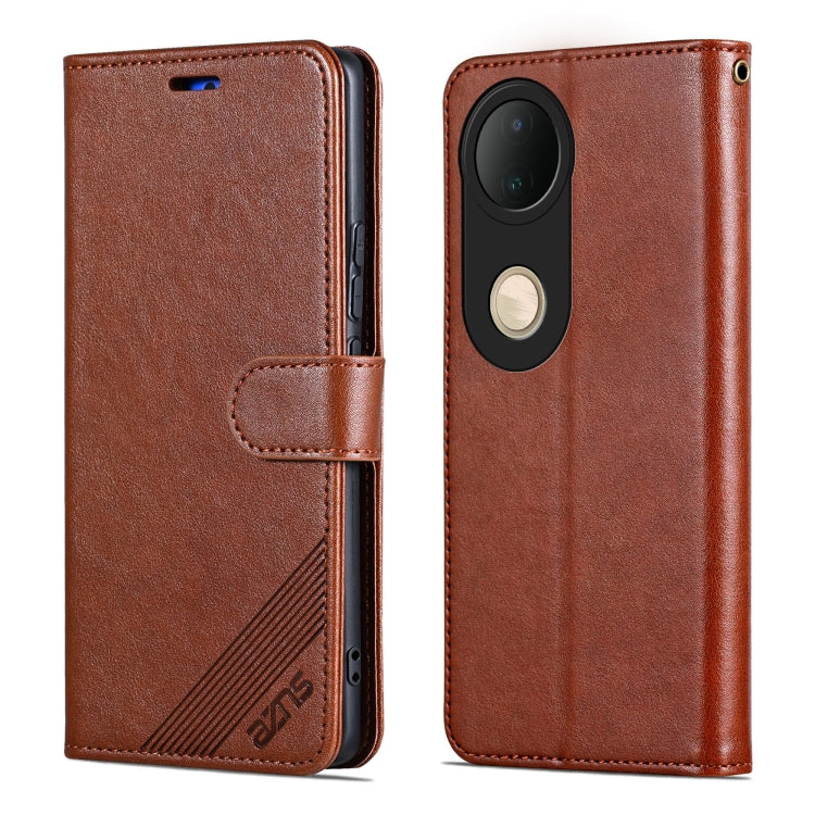 For vivo S20 AZNS Sheepskin Texture Flip Leather Phone Case(Brown)