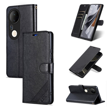Pour étui de téléphone en cuir à rabat texturé en peau de mouton AZNS pour vivo S20 Pro (noir)