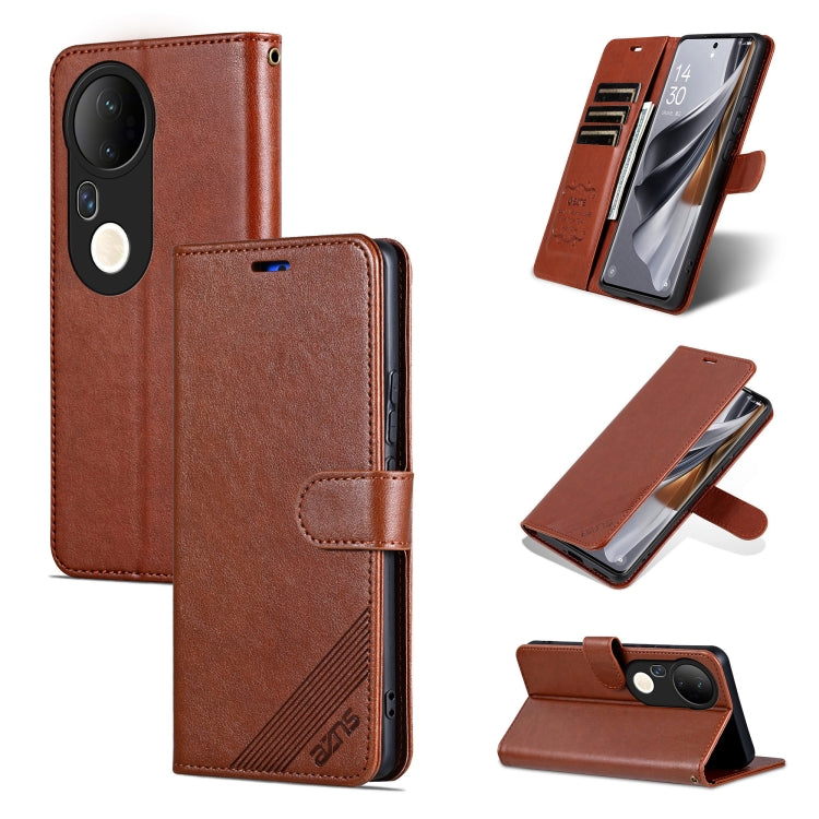 For vivo S20 Pro AZNS Sheepskin Texture Flip Leather Phone Case(Brown)