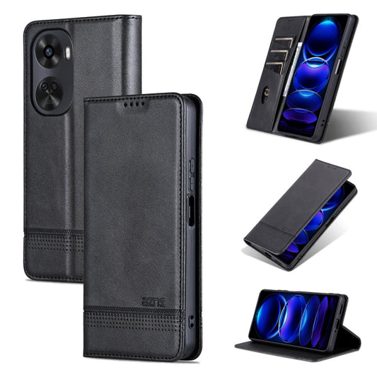 Pour Huawei nova 11 SE AZNS Étui de téléphone en cuir à rabat à texture magnétique (noir)