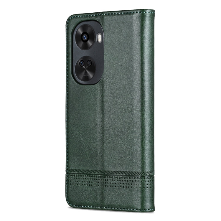 For Huawei nova 11 SE AZNS Magnetic Calf Texture Flip Leather Phone Case(Dark Green)