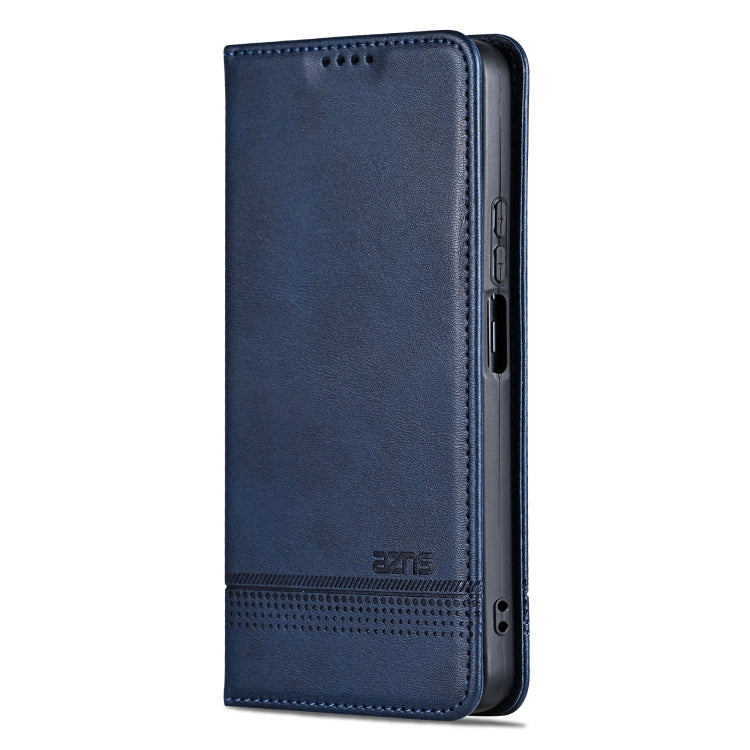Pour Huawei nova 11 SE AZNS Étui de téléphone en cuir à rabat texturé veau magnétique (Bleu foncé)