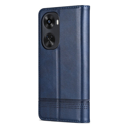 Pour Huawei nova 11 SE AZNS Étui de téléphone en cuir à rabat texturé veau magnétique (Bleu foncé)
