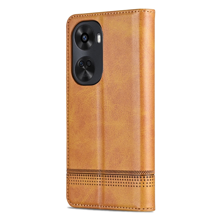 Pour étui de téléphone en cuir rabattable texturé de veau magnétique Huawei nova 11 SE AZNS (marron clair)