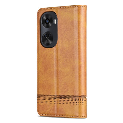 Pour étui de téléphone en cuir rabattable texturé de veau magnétique Huawei nova 11 SE AZNS (marron clair)