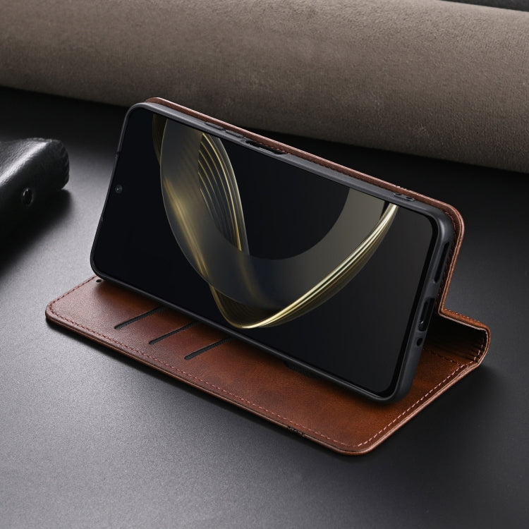 For Huawei nova 11 SE AZNS Magnetic Calf Texture Flip Leather Phone Case(Dark Brown)