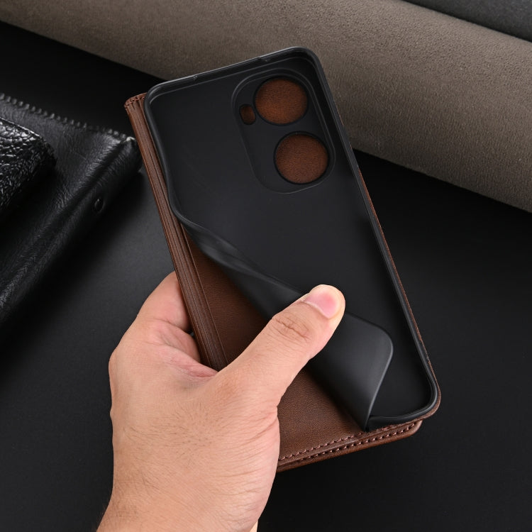 For Huawei nova 11 SE AZNS Magnetic Calf Texture Flip Leather Phone Case(Dark Brown)