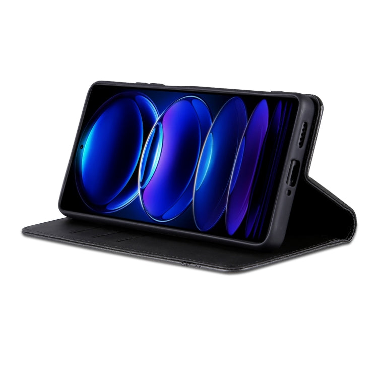 Pour Huawei Enjoy 70, étui de téléphone en cuir à rabat magnétique texturé en veau AZNS (noir)