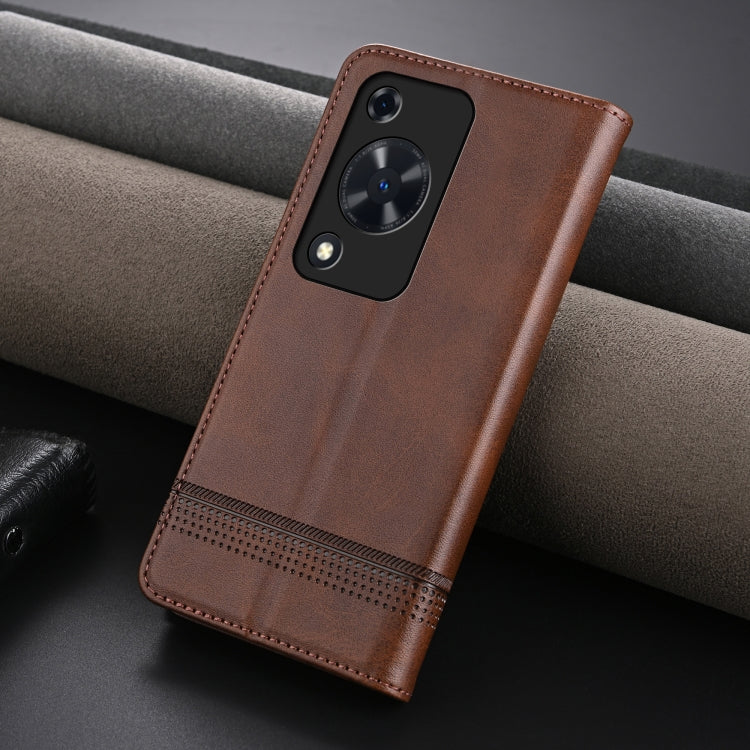 For Huawei Enjoy 70 AZNS Magnetic Calf Texture Flip Leather Phone Case(Dark Brown)