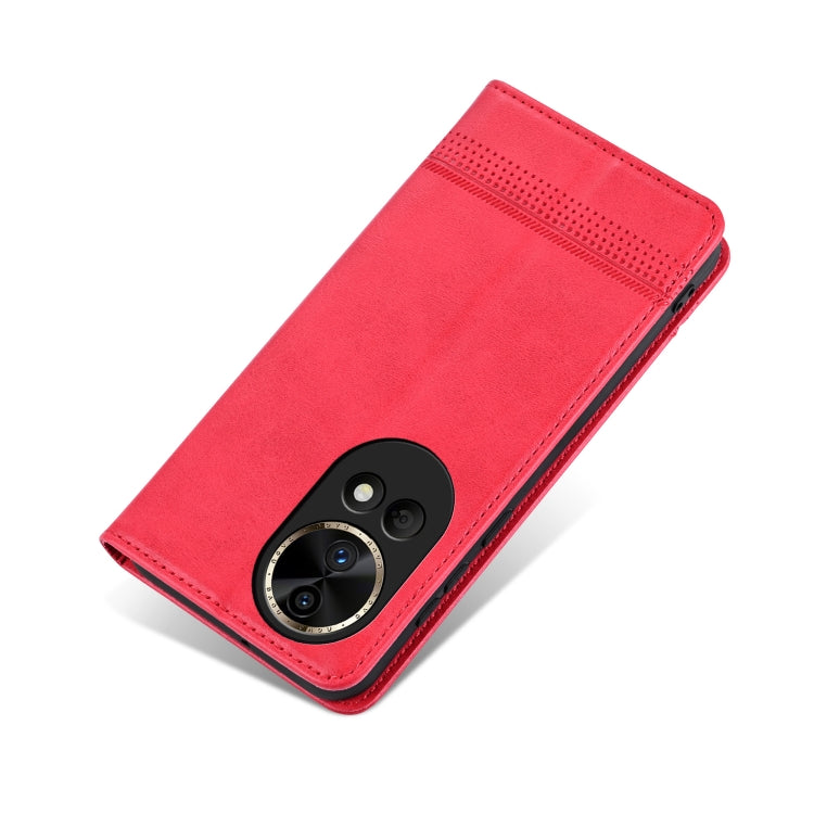 For Huawei nova 12 AZNS Magnetic Calf Texture Flip Leather Phone Case(Red)