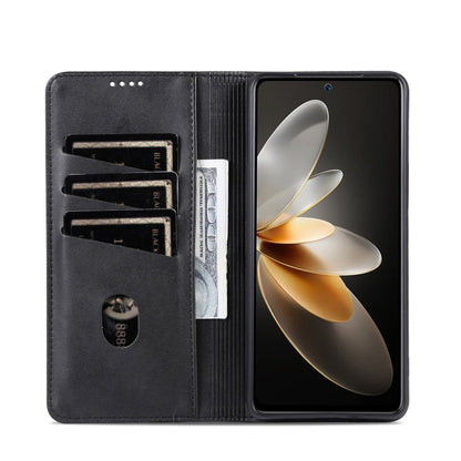 For Huawei nova 12 Pro AZNS Magnetic Calf Texture Flip Leather Phone Case(Black)
