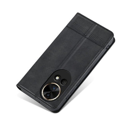For Huawei nova 12 Pro AZNS Magnetic Calf Texture Flip Leather Phone Case(Black)