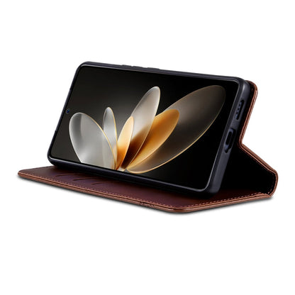 For Huawei nova 12 Pro AZNS Magnetic Calf Texture Flip Leather Phone Case(Dark Brown)