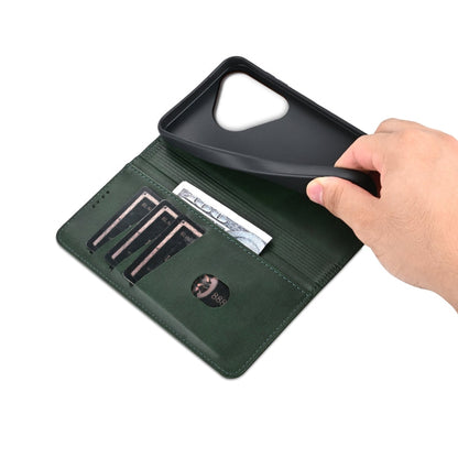 For Huawei Pura 70 AZNS Magnetic Calf Texture Flip Leather Phone Case(Dark Green)