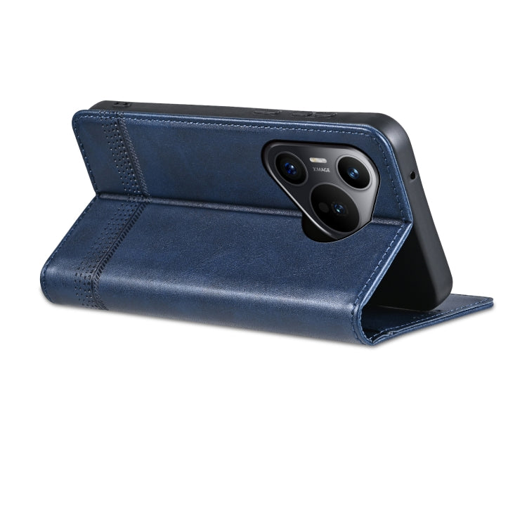 For Huawei Pura 70 AZNS Magnetic Calf Texture Flip Leather Phone Case(Dark Blue)