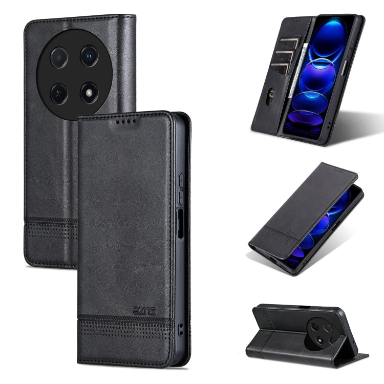 For Huawei Enjoy 70 Pro/nova 12i AZNS Magnetic Calf Texture Flip Leather Phone Case(Black)
