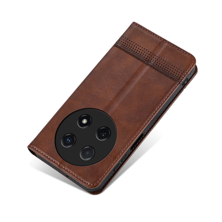 For Huawei Enjoy 70 Pro/nova 12i AZNS Magnetic Calf Texture Flip Leather Phone Case(Dark Brown)