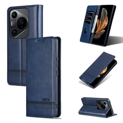 For Huawei Pura 70 Pro / 70 Pro+ AZNS Magnetic Calf Texture Flip Leather Phone Case(Dark Blue)