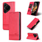 Pour Huawei Pura 70 Pro / 70 Pro+ Étui de téléphone en cuir à rabat texturé magnétique en veau fin AZNS (rouge)