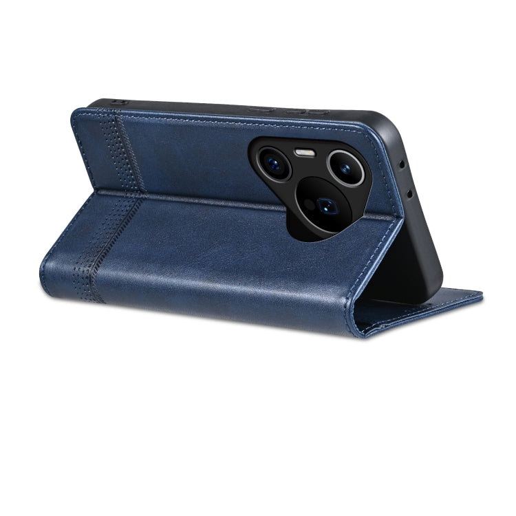 For Huawei Pura 70 Pro / 70 Pro+ Fine Hole AZNS Magnetic Calf Texture Flip Leather Phone Case(Dark Blue)