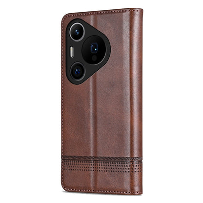 For Huawei Pura 70 Pro / 70 Pro+ Fine Hole AZNS Magnetic Calf Texture Flip Leather Phone Case(Dark Brown)