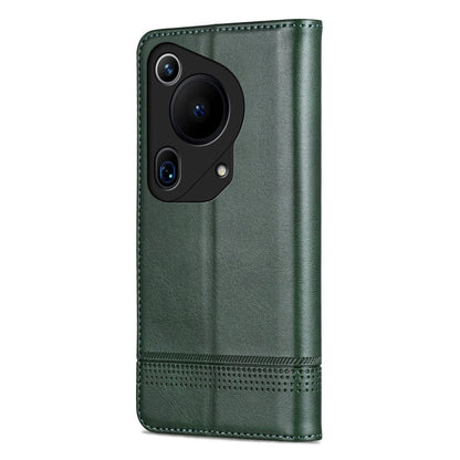 For Huawei Pura 70 Ultra AZNS Magnetic Calf Texture Flip Leather Phone Case(Dark Green)