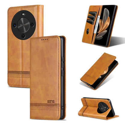 Pour Étui de Téléphone en Cuir à Rabat Magnétique AZNS Texturé Peau de Veau pour Huawei Maimang 30 (Marron Clair)