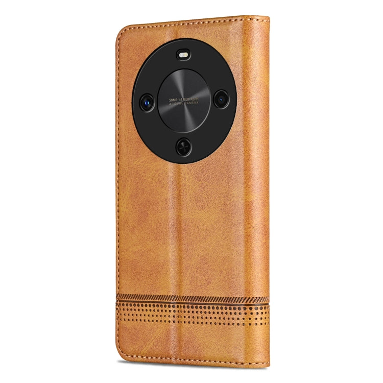 Pour Étui de Téléphone en Cuir à Rabat Magnétique AZNS Texturé Peau de Veau pour Huawei Maimang 30 (Marron Clair)