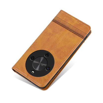 Pour Étui de Téléphone en Cuir à Rabat Magnétique AZNS Texturé Peau de Veau pour Huawei Maimang 30 (Marron Clair)
