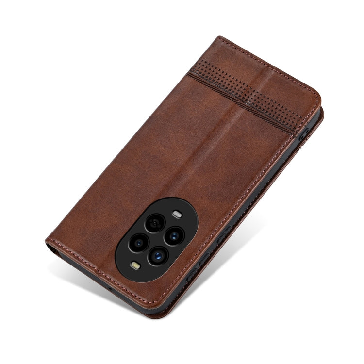 For Huawei nova 13 Pro AZNS Magnetic Calf Texture Flip Leather Phone Case(Dark Brown)