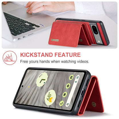 For Google Pixel 8a DG.MING M1 Series 3-Fold Multi Card Wallet + Magnetic Phone Case(Red)